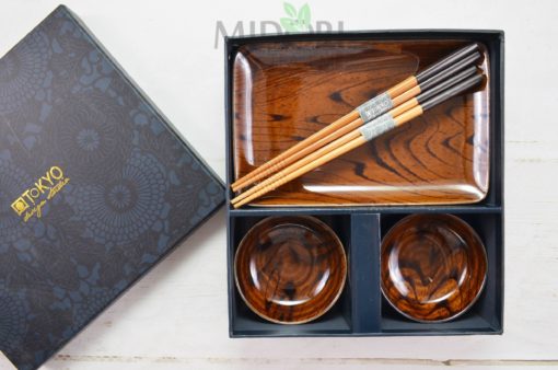 Mokuzai Wood Look Sushi set, zestaw do sushi brązowy, zestaw do suhi drewniany, zestaw do sushi, tokyo design studio