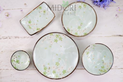 Green Cosmos Plate, Talerze w kwiaty wiśni, Green Cosmos Rectangle Plate