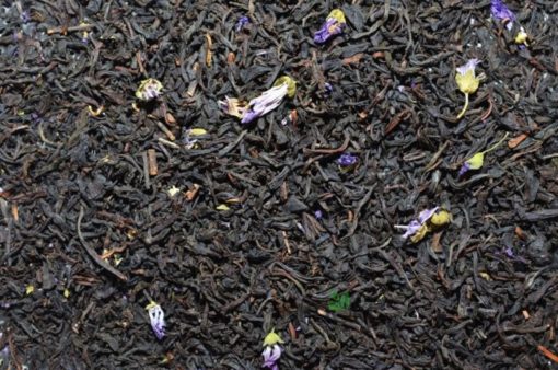 blue earl grey z niebieskimi kwiatami bergamotki, pyszna herbata, czarna herbata earl grey, herbata smakowa, najlepsza herbata, czarna herbata z bergamotką
