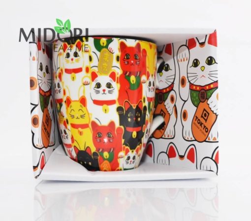kubek kotek kawaii multikolorowy, kubek na szczęście, tokyo design studio