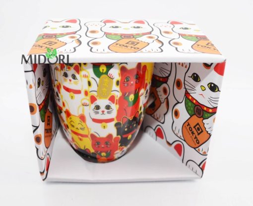 kubek kotek kawaii multikolorowy, kubek na szczęście, tokyo design studio, japoński kubek