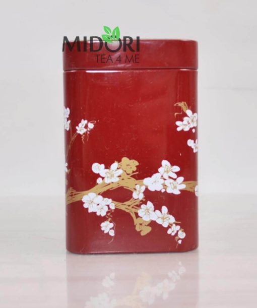 Metalowa puszka na herbatę, puszka kwiat wiśni czerwona, puszka na zioła, pojemnik na herbatę, ozdobna puszka japoński wzór