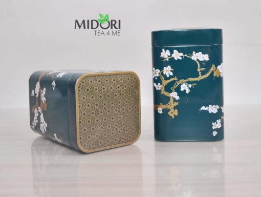Metalowa puszka na herbatę, puszka kwiat wiśni zielona, puszka na zioła, pojemnik na herbatę, ozdobna puszka japoński wzór