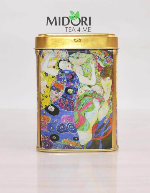 Puszki Gustaw Klimt dziewice, puszki na herbatę, pojemnik na herbatę, metalowa puszka malarstwo, Piękna puszka na zioła Klimt