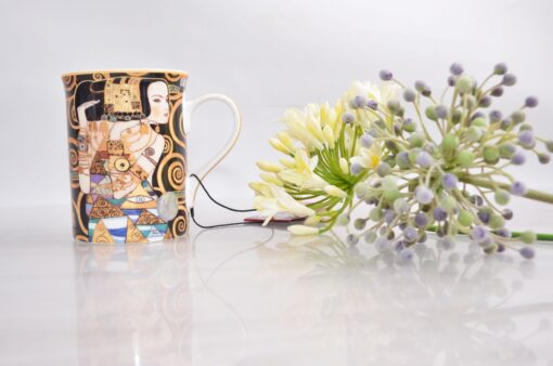 Kubek Gustav Klimt Oczekiwanie, porcelanowy kubek malarstwo, kubek na prezent, elegancki kubek, kubek do herbaty, kubek z porcelany, wyjątkowy kubek, inny kubek, prezent (4)