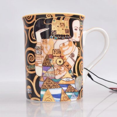 Kubek Gustav Klimt Oczekiwanie, porcelanowy kubek malarstwo, kubek na prezent, elegancki kubek, kubek do herbaty, kubek z porcelany, wyjątkowy kubek, inny kubek, prezent (6)