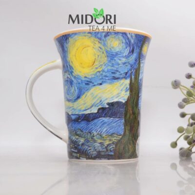 Kubek Van Gogh Gwieździsta Noc, kubek do herbaty malarstwo, ceramika z motywami malarstwa, kubek na prezent, piękny kubek, kubek w opakowaniu prezentowym (4)